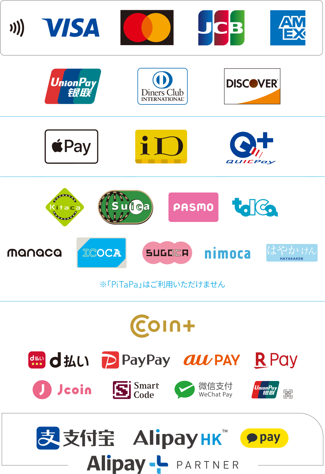 ご利用可能な決済方法